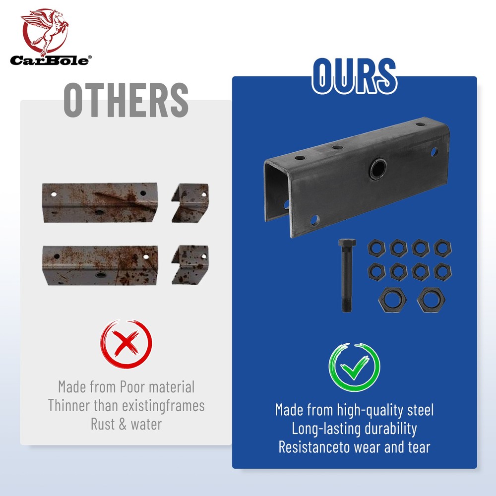 Pair Trailer Suspension Rebuilt Kit Slipper Spring 12" Equalizer Bushings Bolts