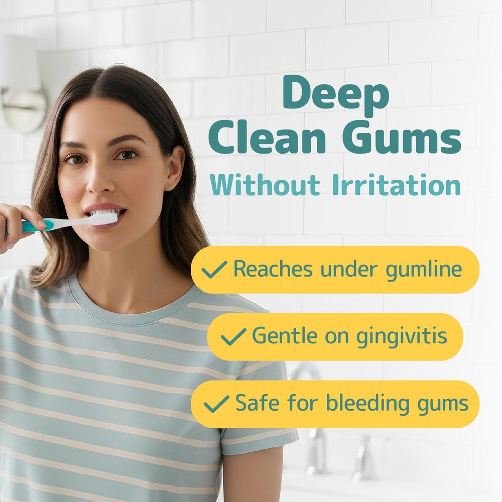 Extra Soft Toothbrushes (Regular Size Head), Periodontist Design Tapered Bris...