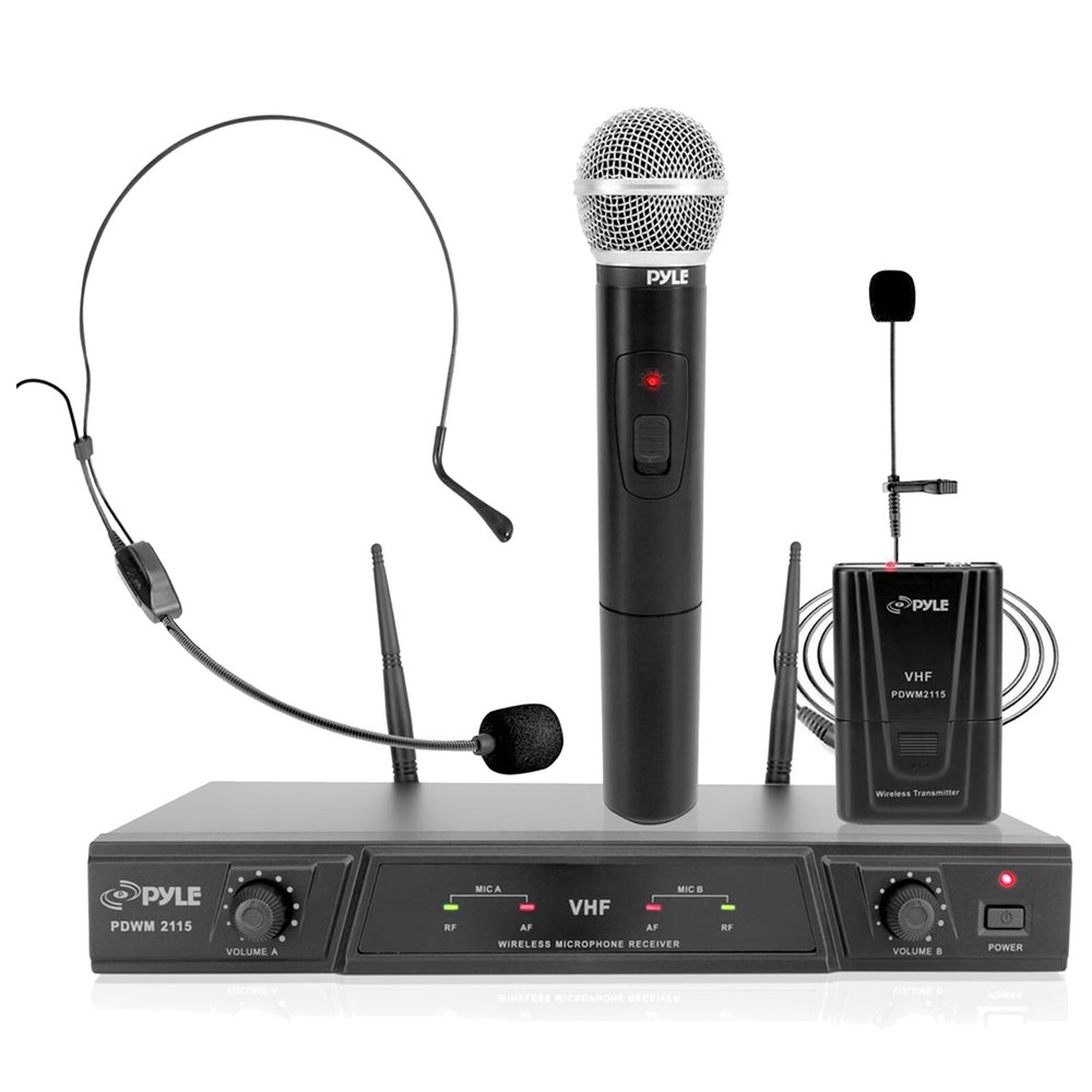 Pyle Home Stereo Amplifier Receiver, Wireless Microphone System + Speaker Wire