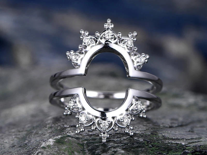 Enhancer Wrap Guard Wedding Ring 2Ct Lab-created Diamond 14K White Gold Plated