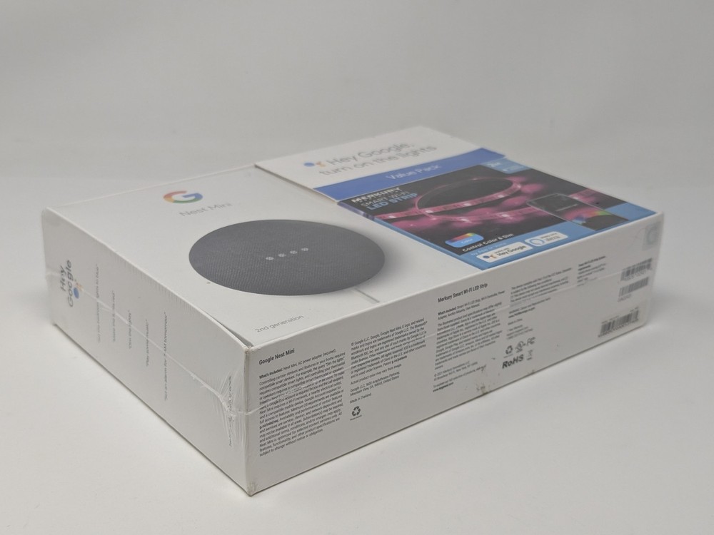 Google Nest Mini Black Merkury Innovations Smart LED Lightstrip Bundle