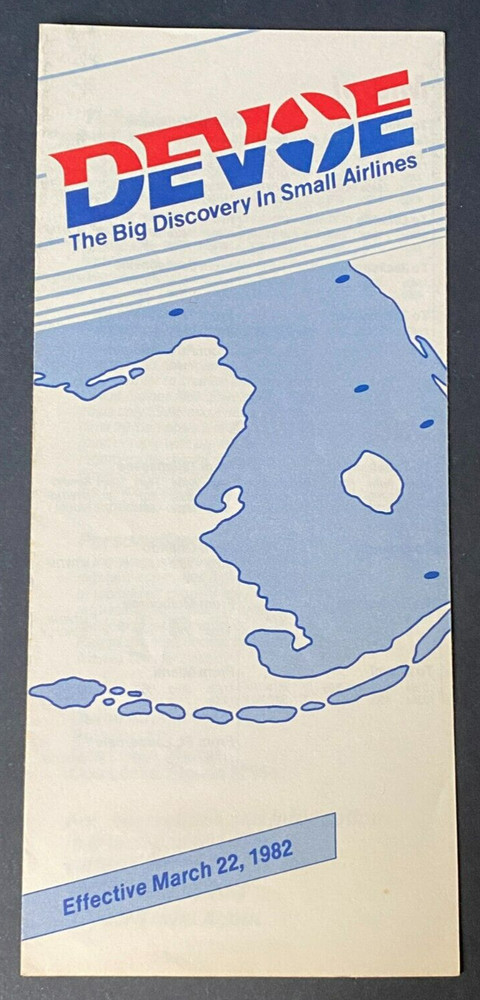 Devoe Airlines Timetable Effective March 22, 1982