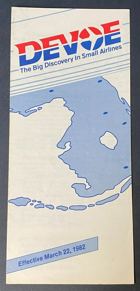 Devoe Airlines Timetable Effective March 22, 1982