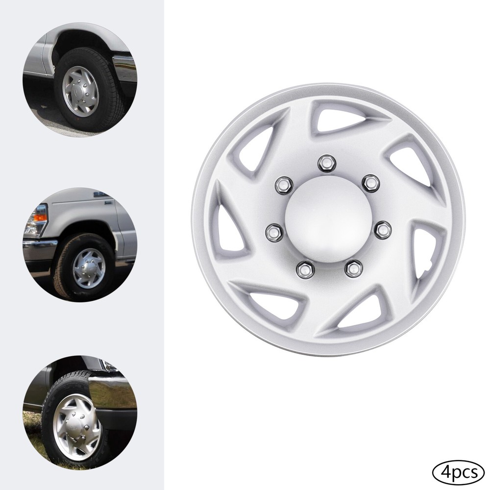 For 99-18 Ford Econoline E250 E350 E450 Hub Cap Silver Van Full Wheel Cover 4Pcs
