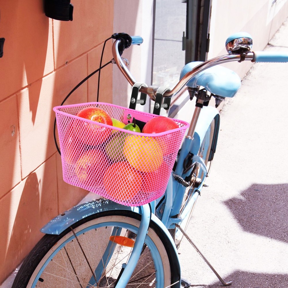 Front Bike Basket for Women: Square Mesh Container with Hooks and Quick-Release