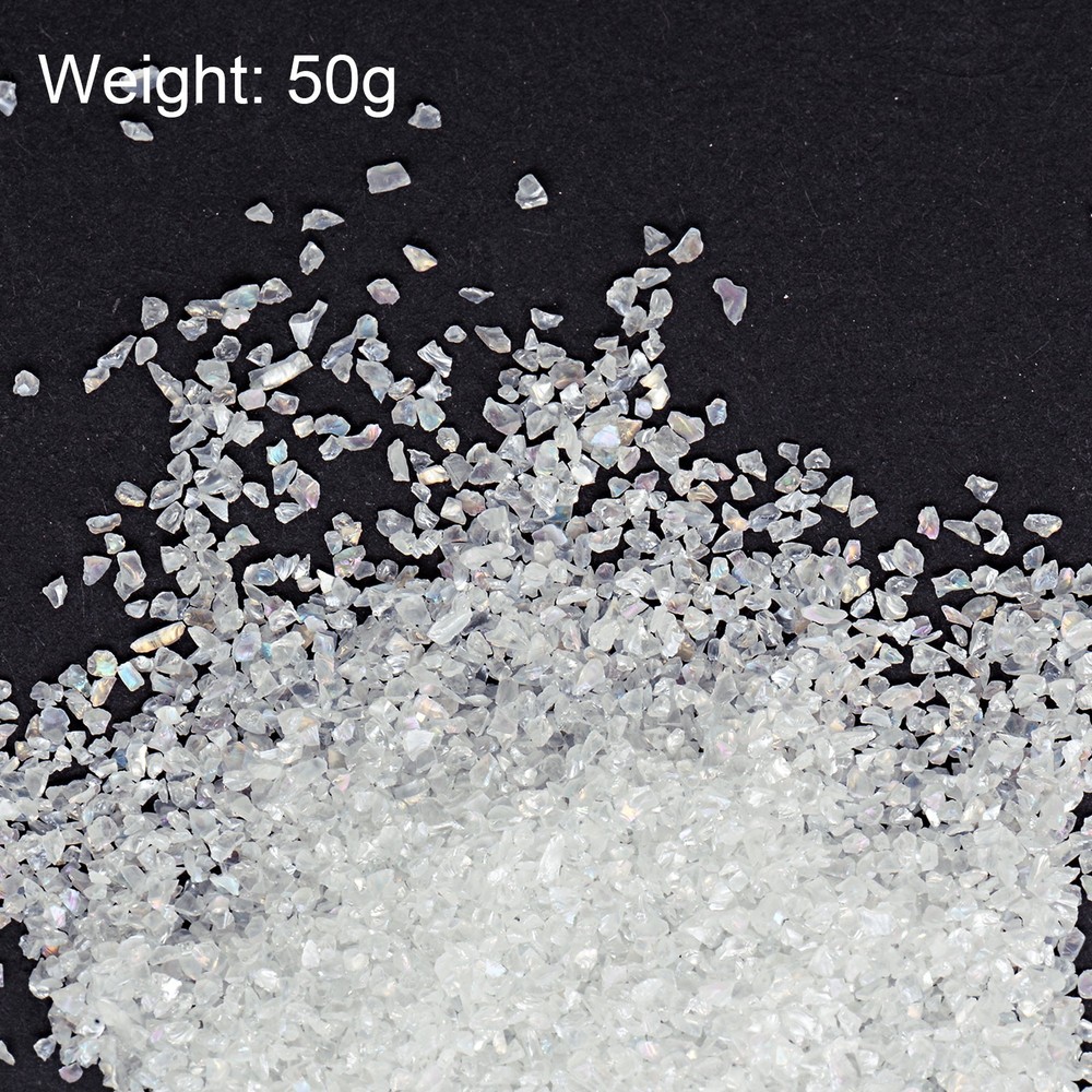 50g Crushed Glass Chips 1-3mm White