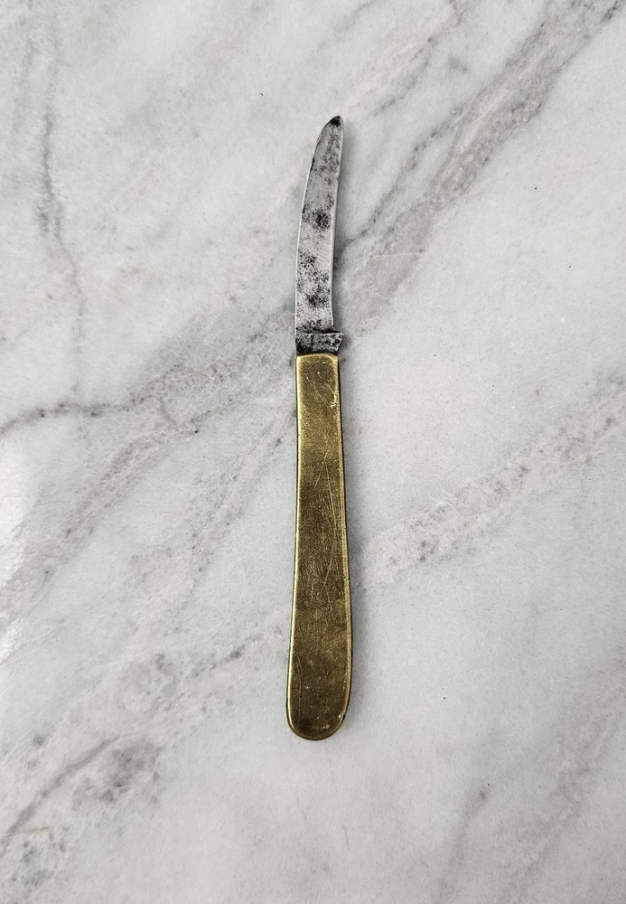 Antique Folding Advertisement Pocket Knife Brass Folder