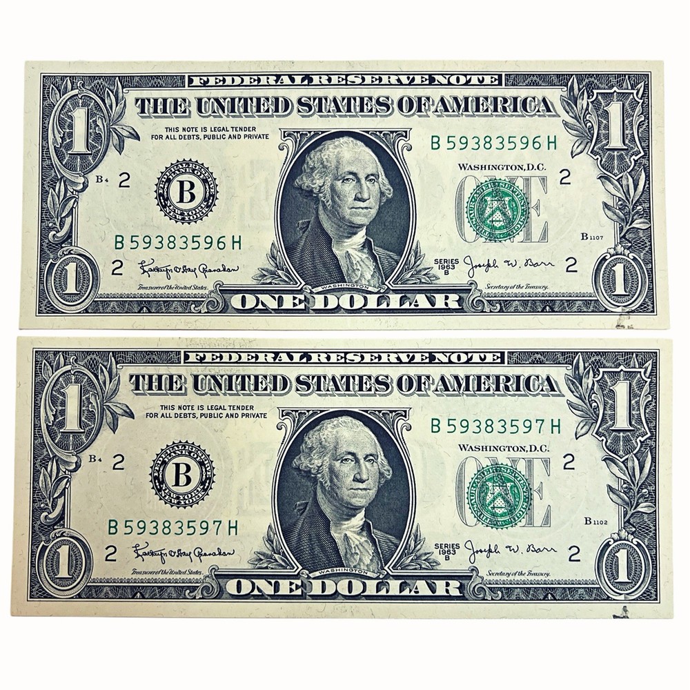📜 Sequential 1963B Barr Notes | Uncirculated Ink Smear Errors 💵
