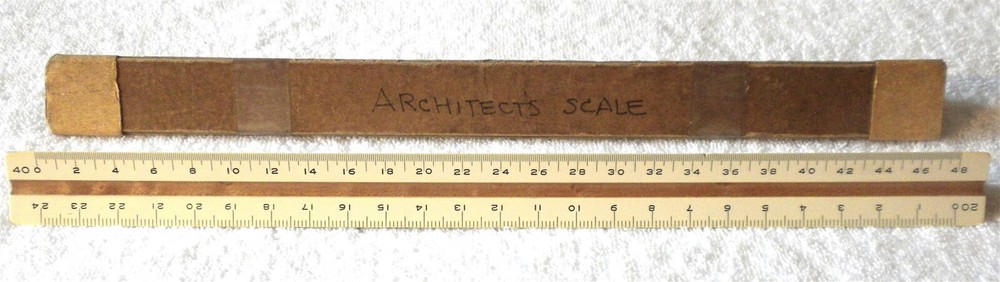 VTG ENGINE DIVIDED 360.E TRIANGULAR 3 SIDED PLASTIC WOOD RULER 12 INCHES &METRIC