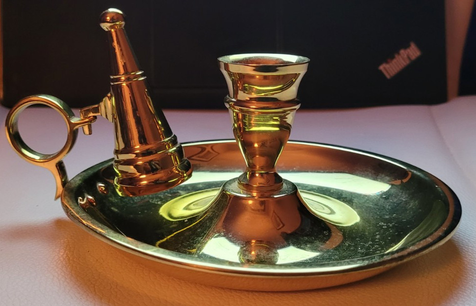 Unbranded Brass Candle Holder/Stick 6"x3" Tabletop Removeable Snuffer Decorate