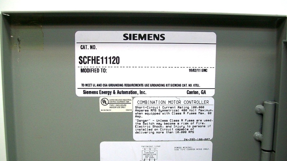 USED SIEMENS SCHFE11120 COMBINATION MOTOR CONTROLLER