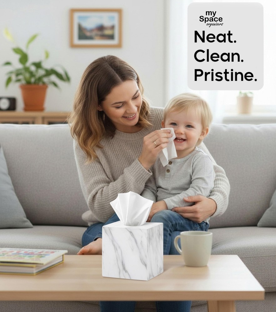 Tissue Box Cover Holder Square Marble Square,