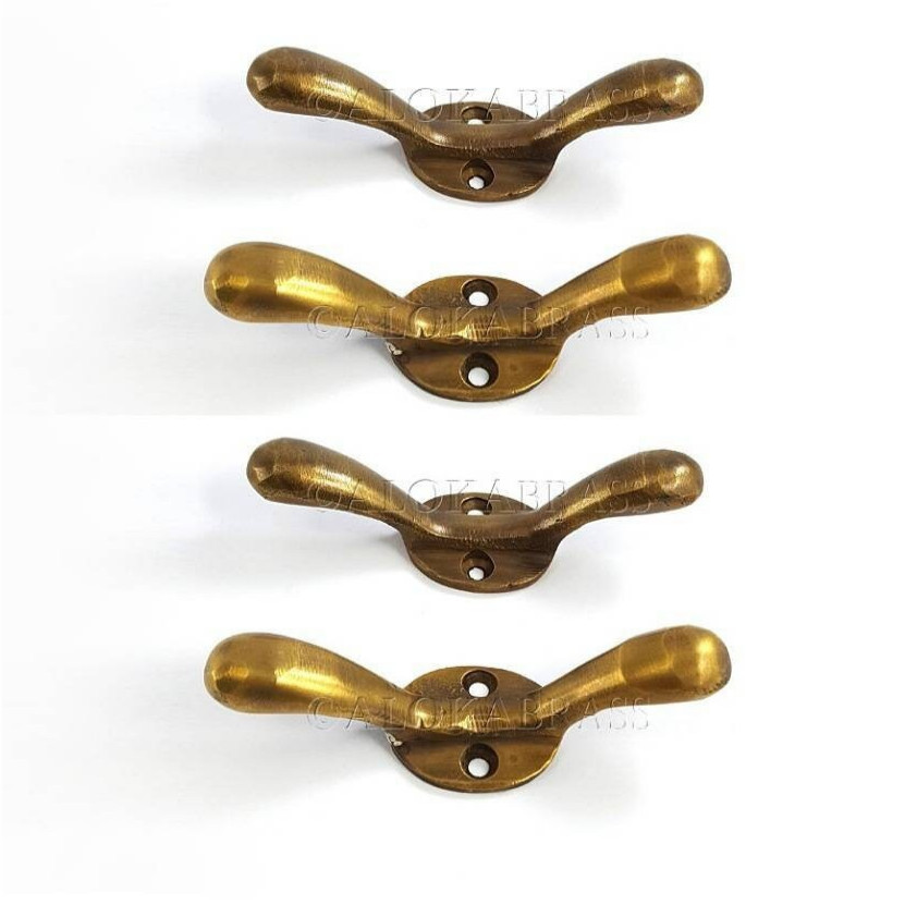 4 solid brass small 3" Hand Cast 7.5cm Cleat Tie Down Rope HooK CURTAINS loop