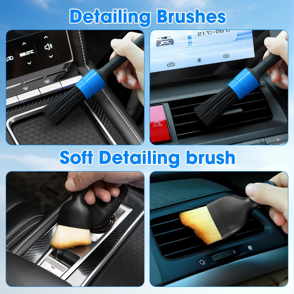 Windshield Cleaner Tool, Car Interior Cleaning Kit with Extendable Handle and 3