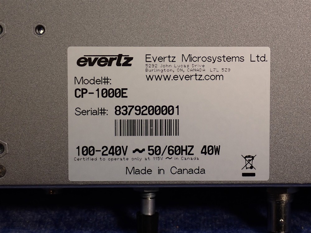 Evertz CP-1000E Router Control Panel 16 LCD Buttons 256 Virtual Buttons (F3)