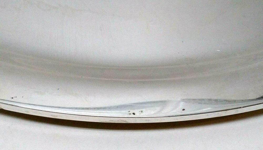 Sterling Silver Round Tray Monogramed By Tuttle Silversmiths 652 Gr.