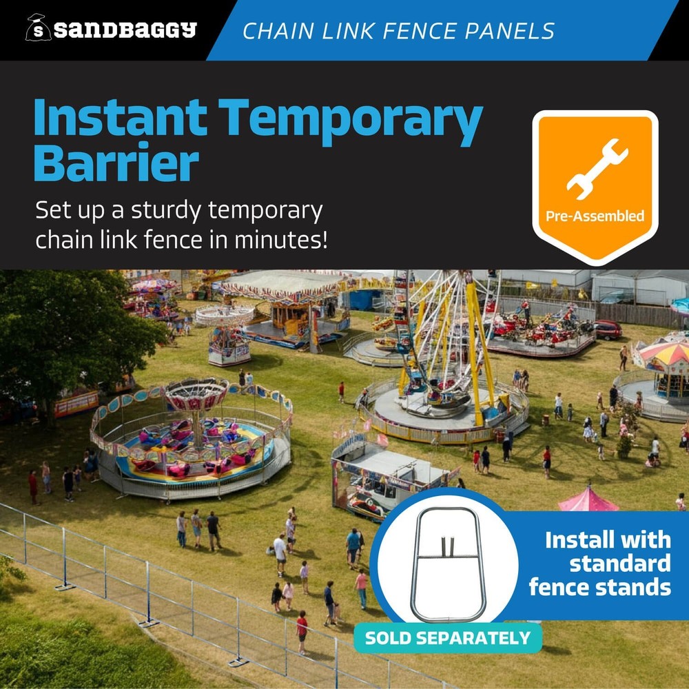 8 ft Temporary Chain Link Fence Panel (Galvanized) - WILL CALL RIVERSIDE