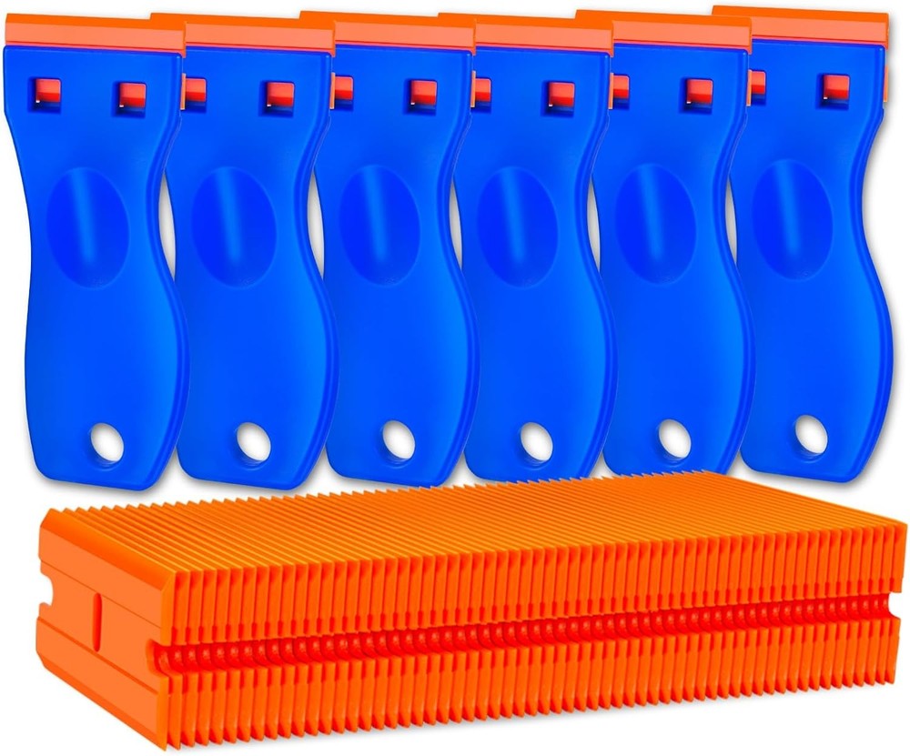 6 Pcs Plastic Razor Scraper Tool with 60 Plastic Blades Cleaning Remover