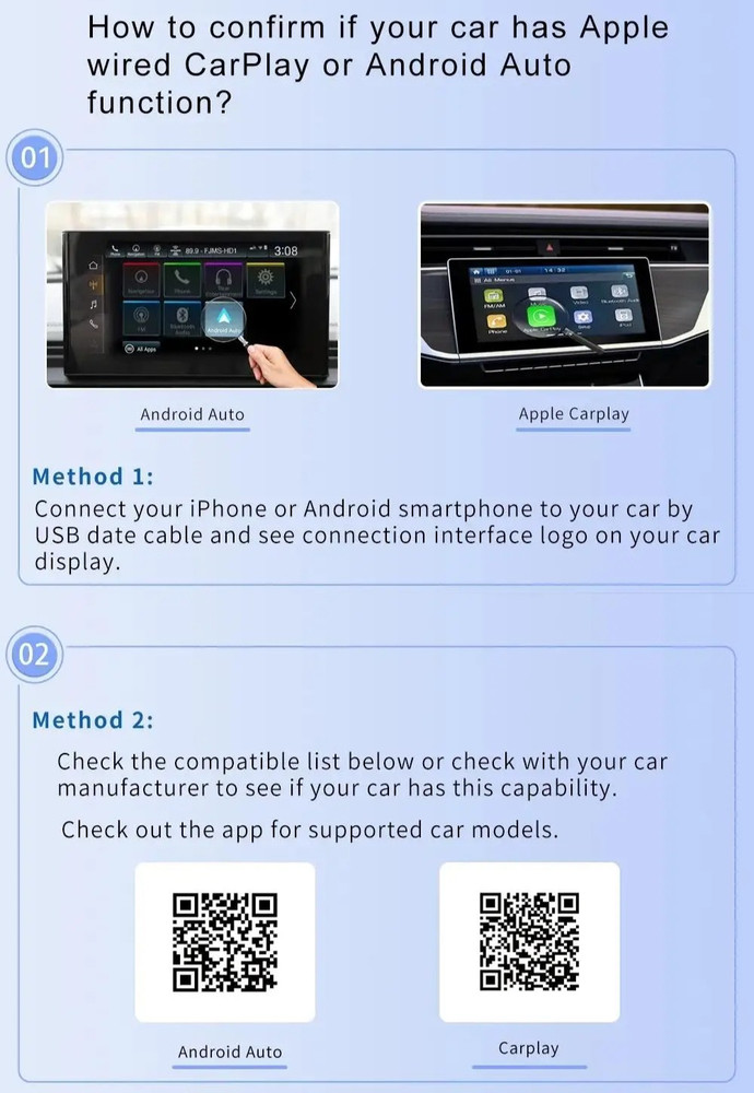Wireless CarPlay & Android Auto USB Adapter, Plug & Play for iphone Android