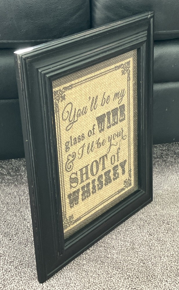 11” X 13” FRAMED BURLAP SAYING BAR ACCESSORY