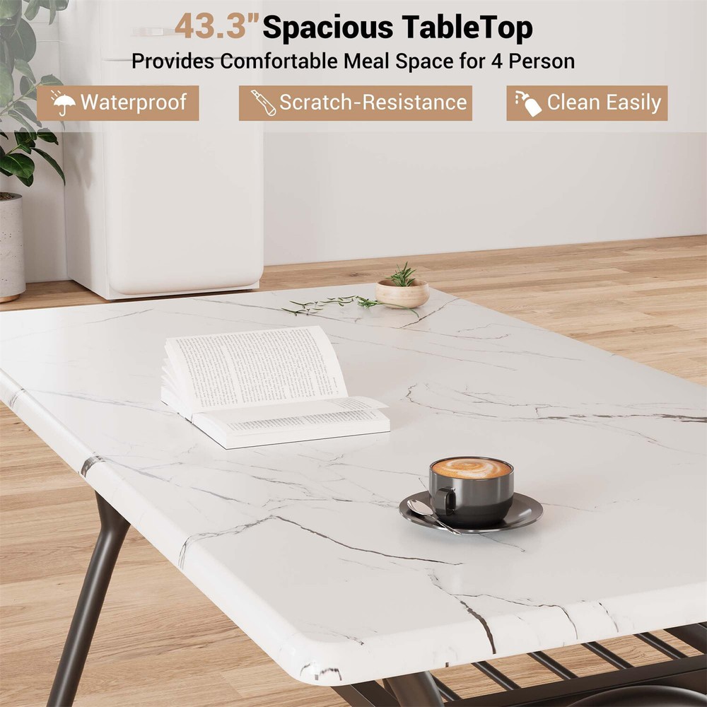 Modern Kitchen Table with Boucle Chairs for 4 Dining Table Set for Small Space