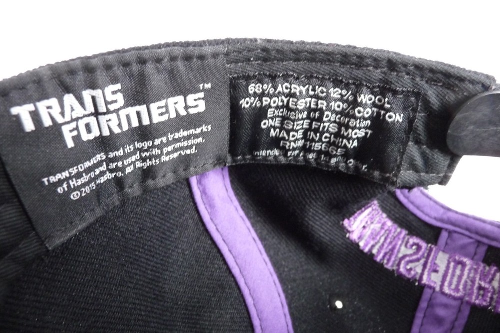 Hasbro Transformers 2015 Hat Cap Adjustable Snapback Purple Logo Colorful Bill