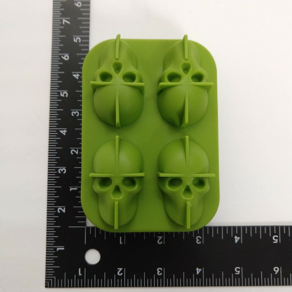 Green Skull Ice Mold 3D Halloween Punch Drinks Silicone