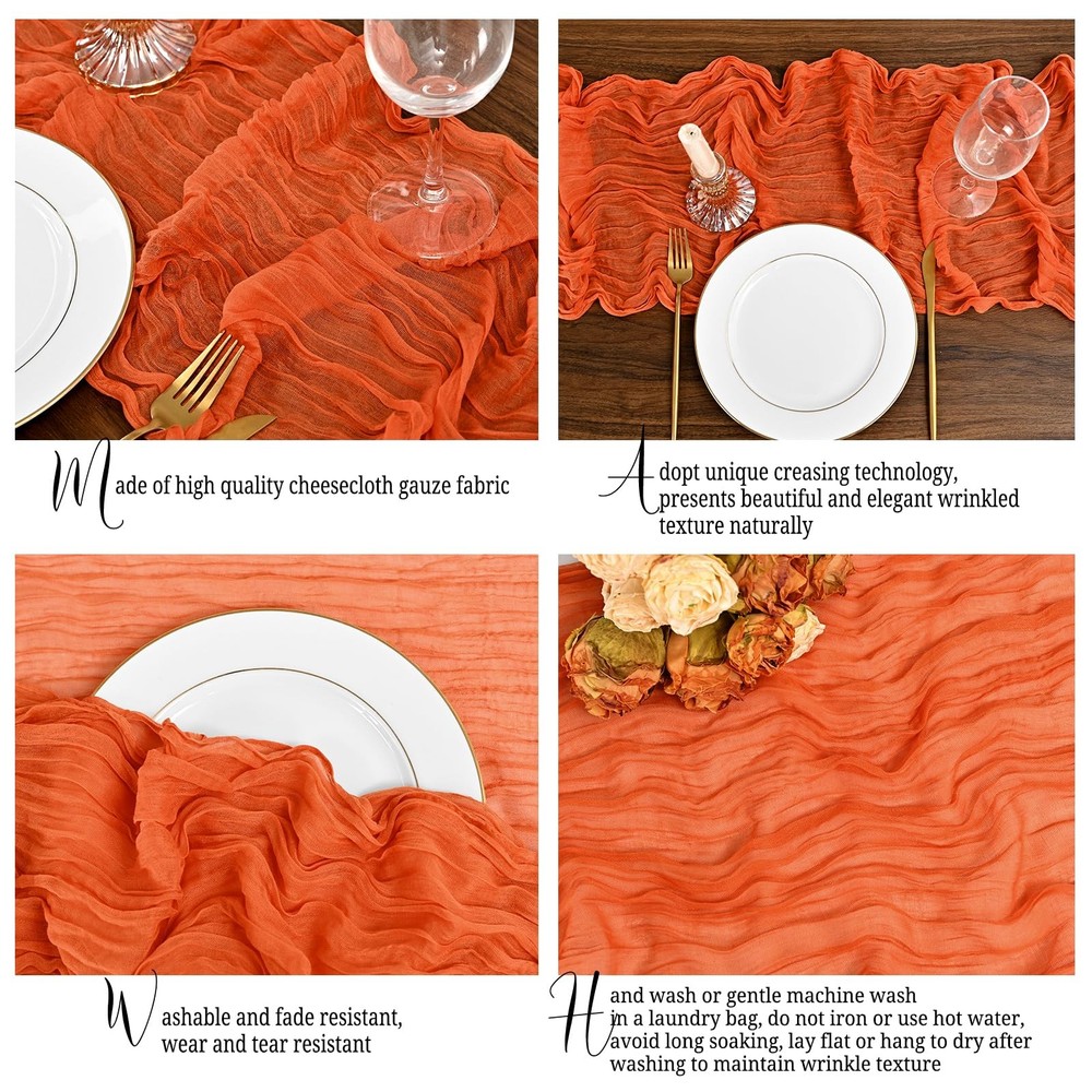 12 Pack Orange Fall Table Runner 10 Ft Cheesecloth Rustic Gauze Sheer Fabric
