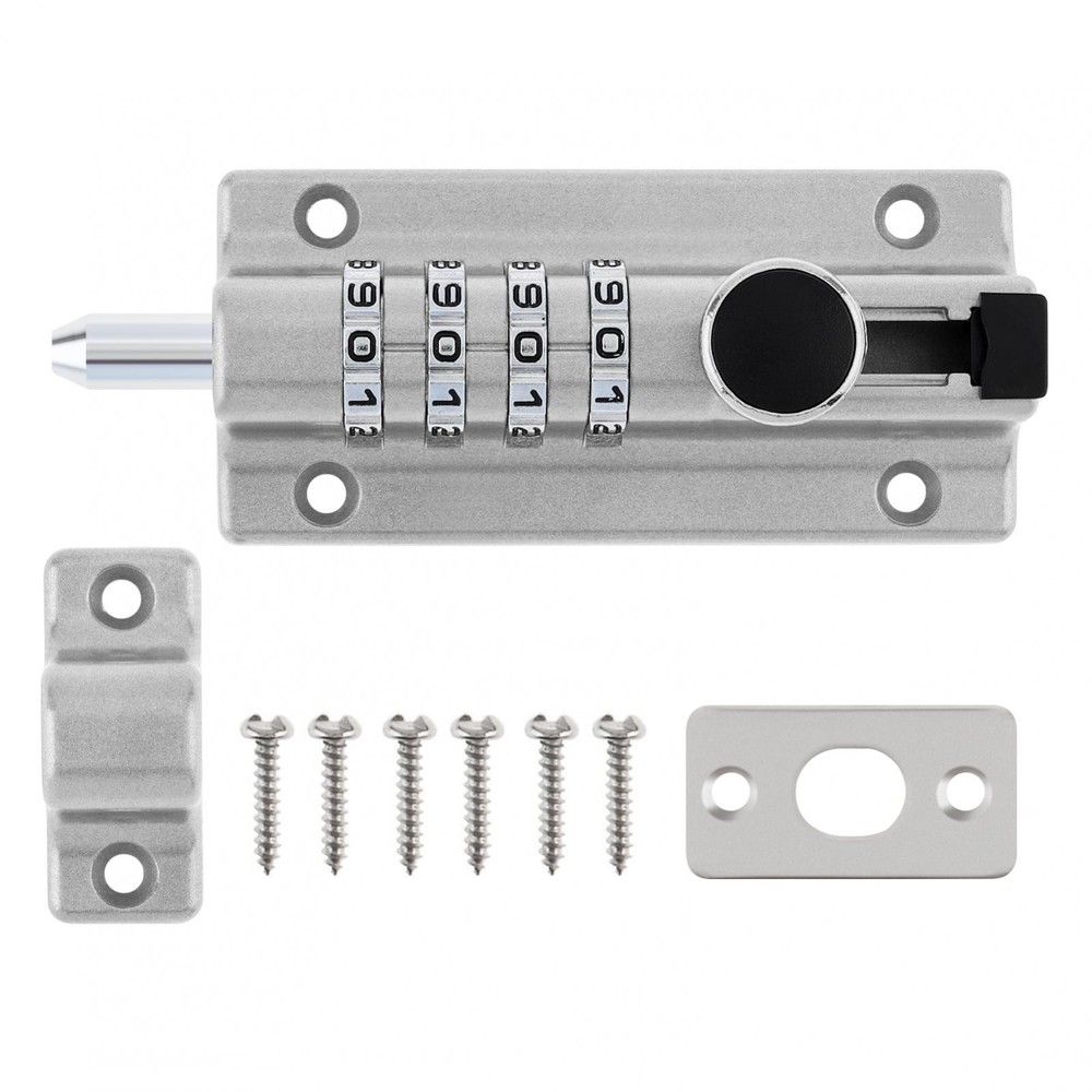 1x Combination Bolt Lock 4 Digit Pin Code Home Door Combination Slide Latch Lock