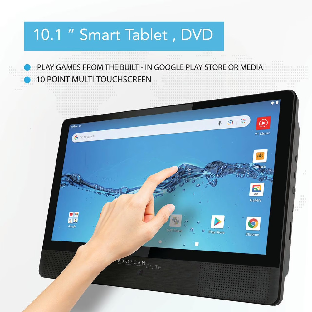 Proscan Elite 10.1" Tablet Portable DVD Player Android 11 32GB Storage Black