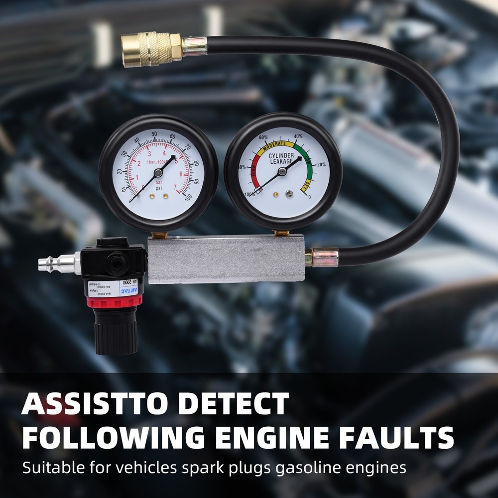 Engine Compression Diagnosis Tester Cylinder Leak Down Gauges Detector Leakage