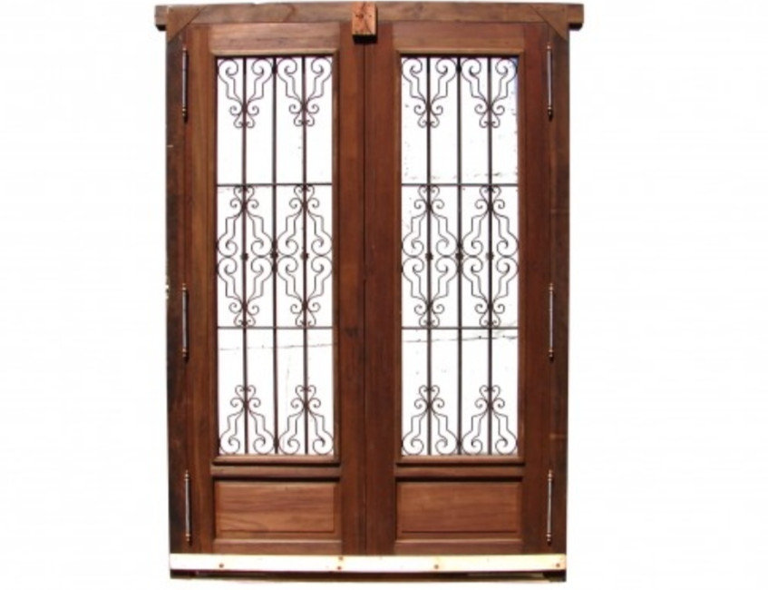 Antique Tall Double Front Door wrought iron insert. B1137CA