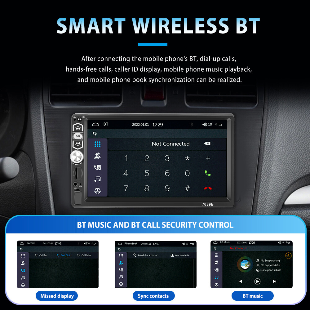 Single 1Din 7" Car Stereo Radio Touchscreen Apple/Android CarPlay Bluetooth FM
