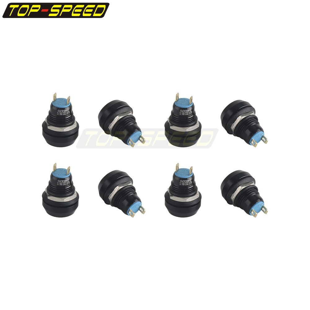 Black 8 Pcs Momentary Latching Switch Push Button For Harley Bobber Cafe Racer