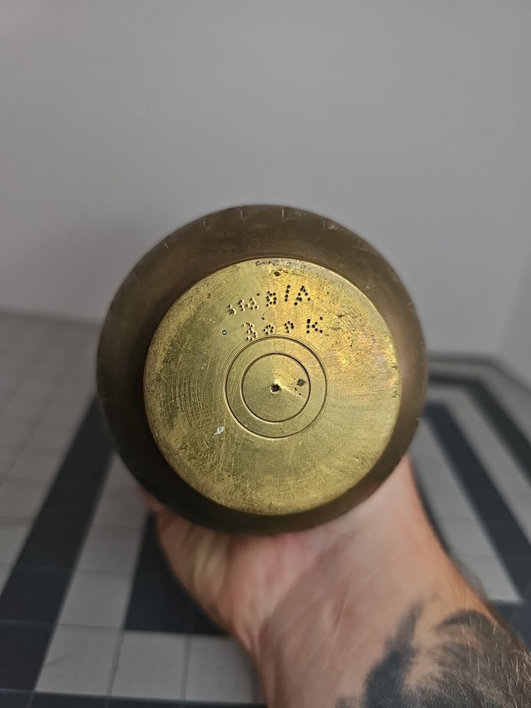 Vintage Solid Brass 7.5" Bud Vase Decorative Hand Etching Made in India