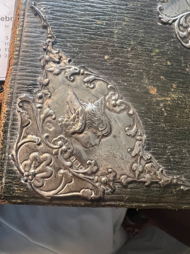 Victorian 1904 Writing Desk with Silver Angels