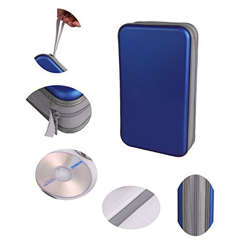 Capacity CD Case,Portable DVD Hard Plastic Case Holder CD Organizer 96 blue