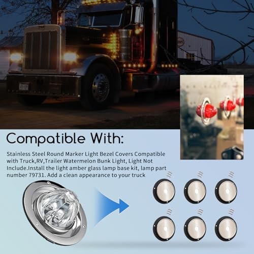 [6 Set] Watermelon LED Bunk Adapter Kit Compatible with Trucks, RVs, Trailers,