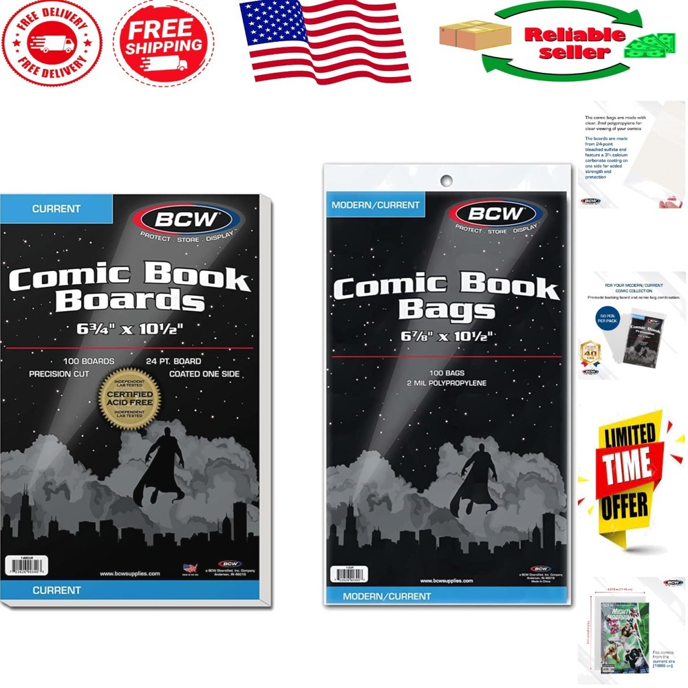 Crystal Clear Comic Bag & Board Combo - 100 Count for Preserving Your Collection