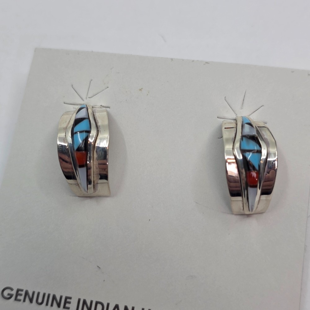 Clinton Malani Zuni Assorted Stone Sterling Silver Post Back Earrings
