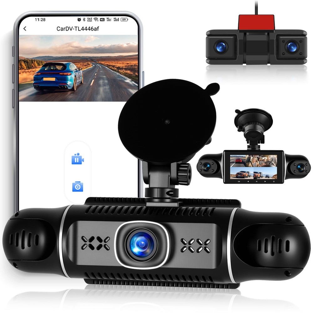 5 Channel Dash Cam Front and Rear Inside Left Right, 3'' 1080P