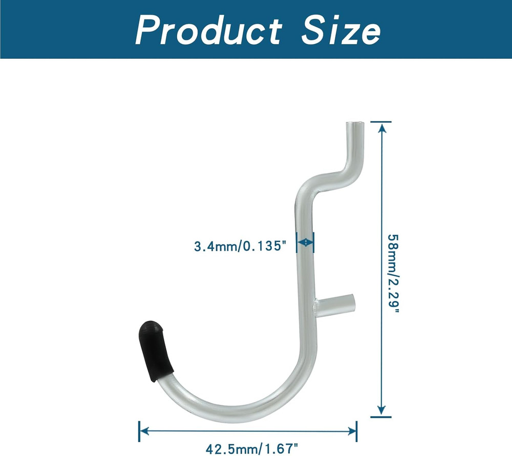 30Pcs Metal Pegboard J Hooks, 1/4" Pegboard Wall Display Assortment Peg Board St