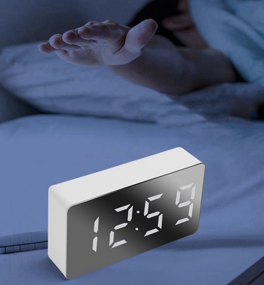 Mirrored Digital Alarm Clock White /Black