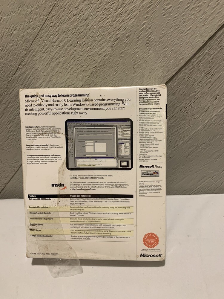Microsoft visual basic 6.0 learning edition