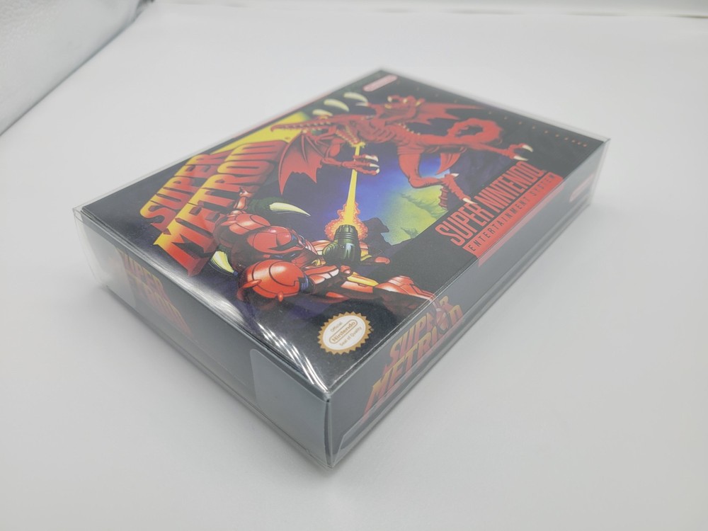 SUPER METROID SUPER SNES BOX ONLY REPLACEMNT BOX INCLUDES INSERTS + CLEAR CASE