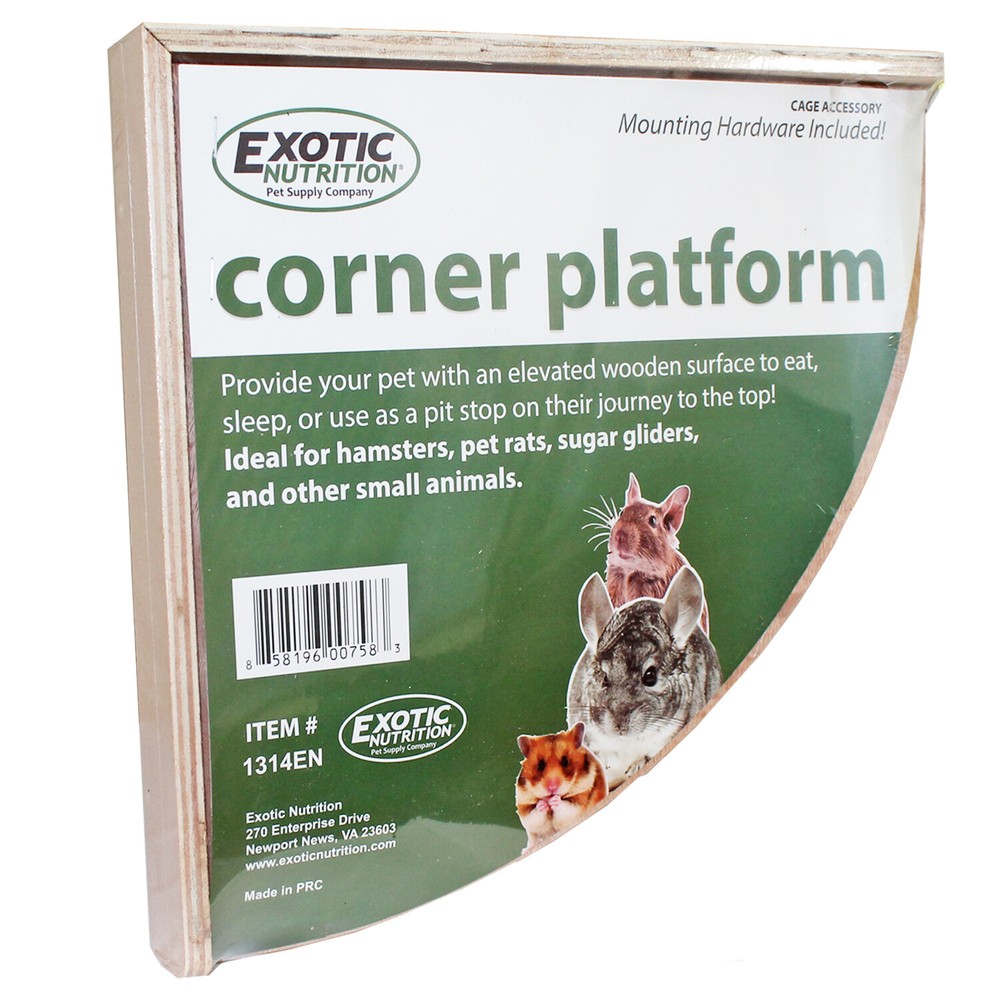 Wood Corner Platform (Large) - Cage Shelf - Sugar Glider, Squirrel, Hamster
