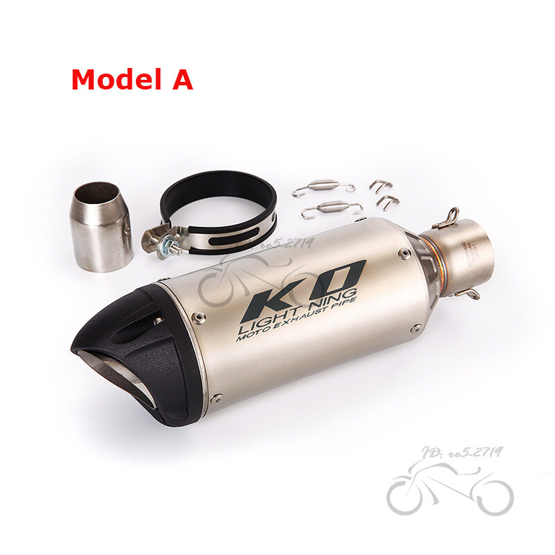 51mm Universal Muffler Tips Modified Motorcycle Exhaust Tail Pipe Black 320mm
