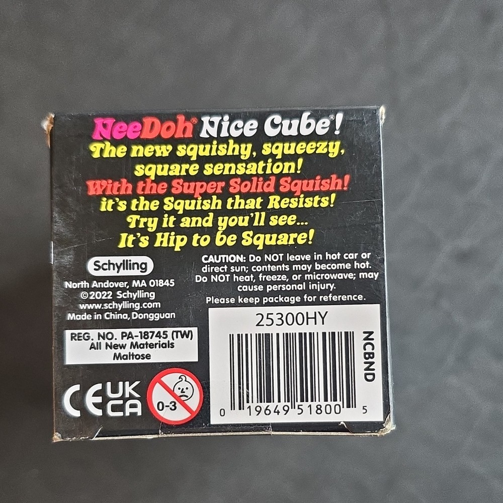 PURPLE Schylling Nee Doh Nice Cube Super Solid Squish Purple Squeeze Ball
