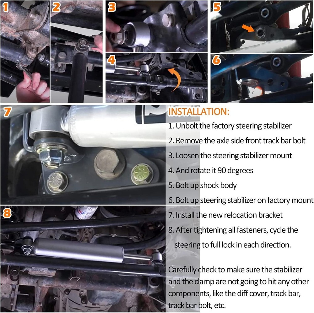 8007 Steering Stabilizer Relocation Bracket Replacement for Wrangler JK 2007-18