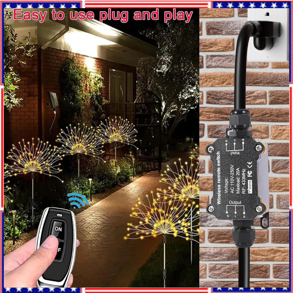 AC110V Waterproof Remote Control Power Switch with 164ft Long Range,AC110V/12...